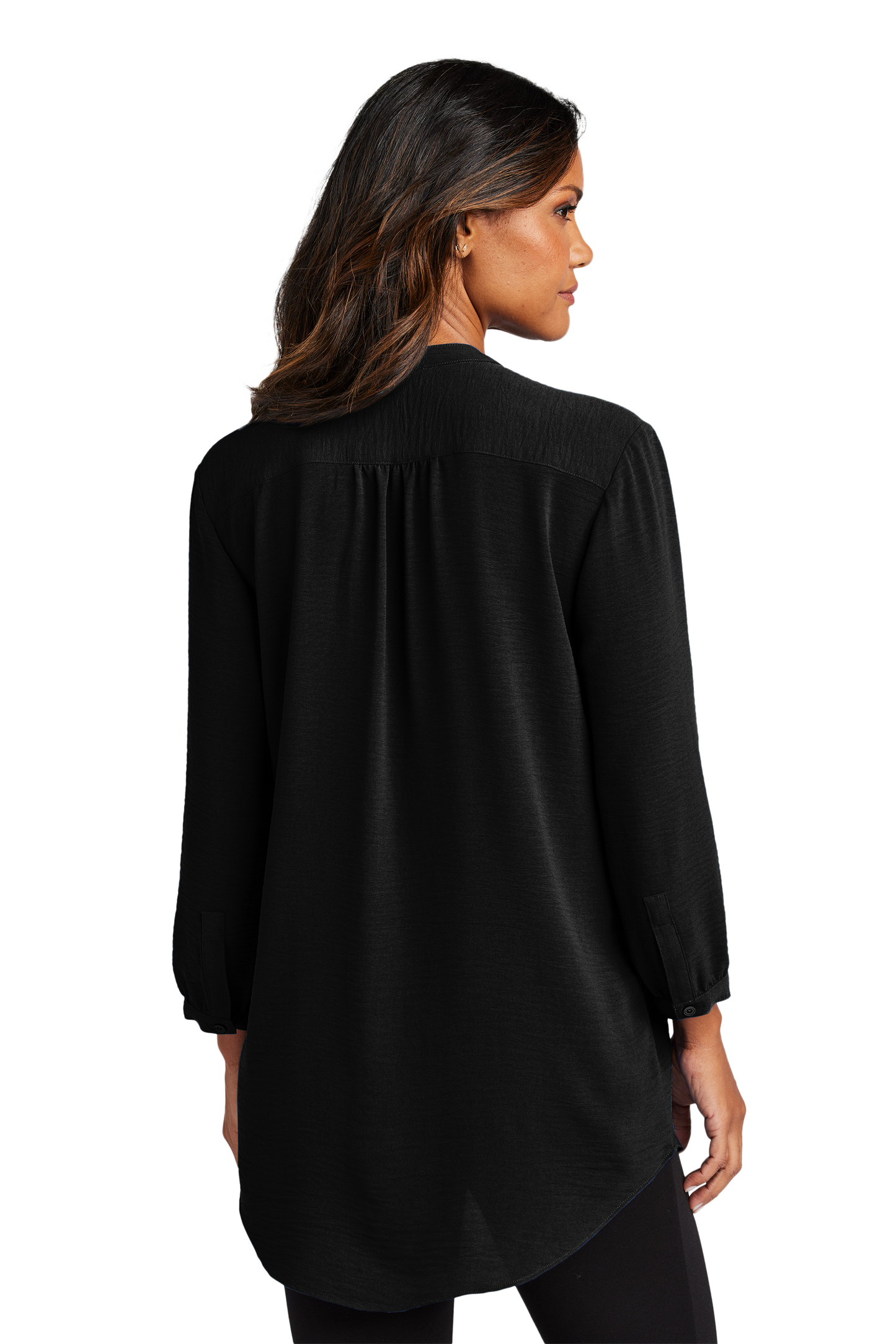 Port Authority® Women's 3/4-Sleeve Textured Crepe Tunic - Deep Black