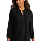 Port Authority® Women's 3/4-Sleeve Textured Crepe Tunic - Deep Black