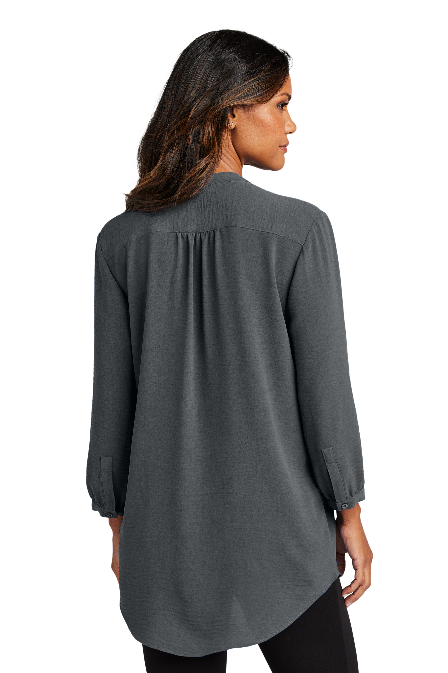 Port Authority® Women's 3/4-Sleeve Textured Crepe Tunic - Graphite