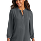 Port Authority® Women's 3/4-Sleeve Textured Crepe Tunic - Graphite