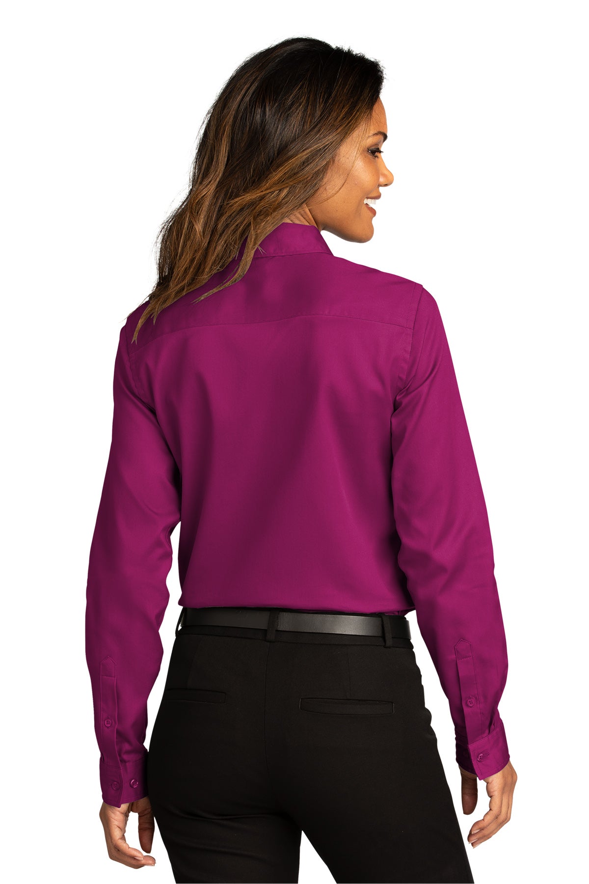 Port Authority® Women's Long Sleeve SuperPro React ™ Twill Shirt - Wild Berry