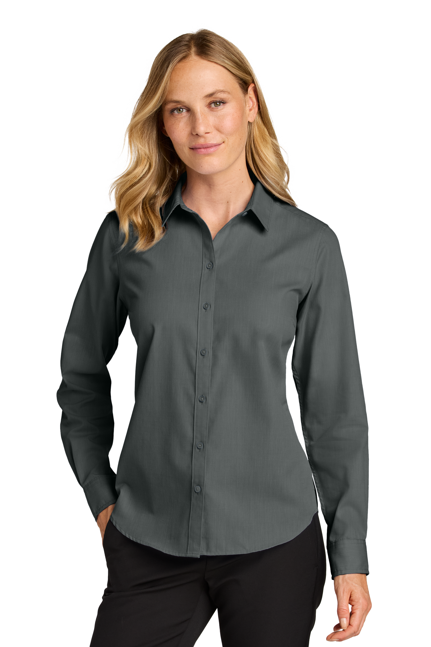 Port Authority® Women’s Long Sleeve Nailhead Easy Care Shirt - Deep Black