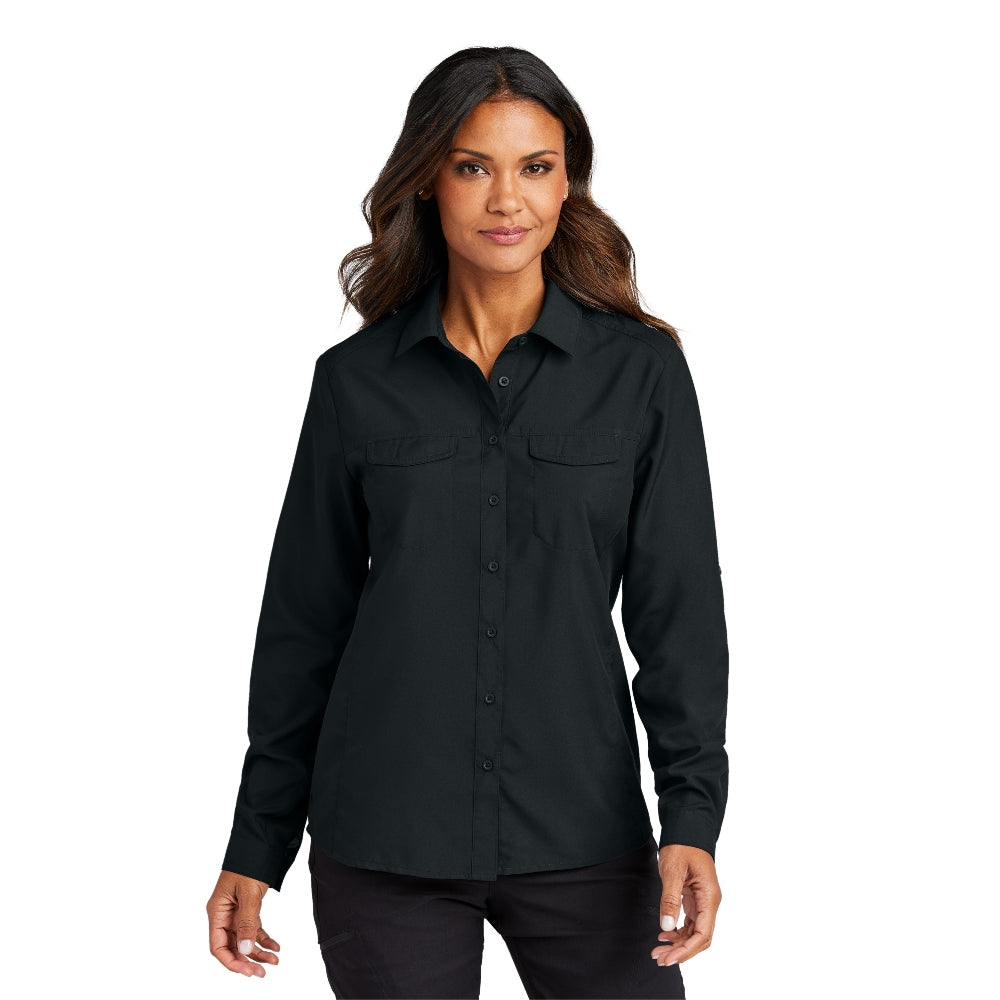 Port Authority® Women's Long Sleeve UV Daybreak Shirt - Deep Black