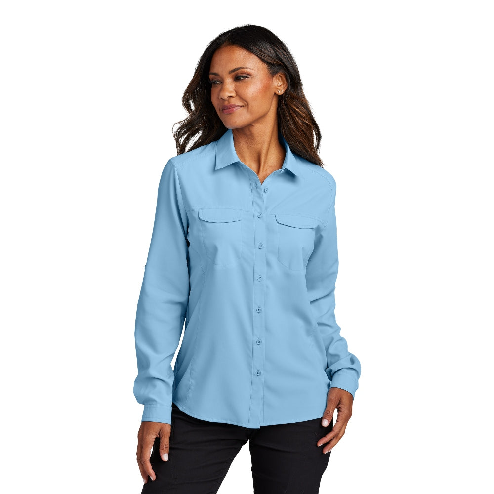 Port Authority® Women's Long Sleeve UV Daybreak Shirt - Light Blue