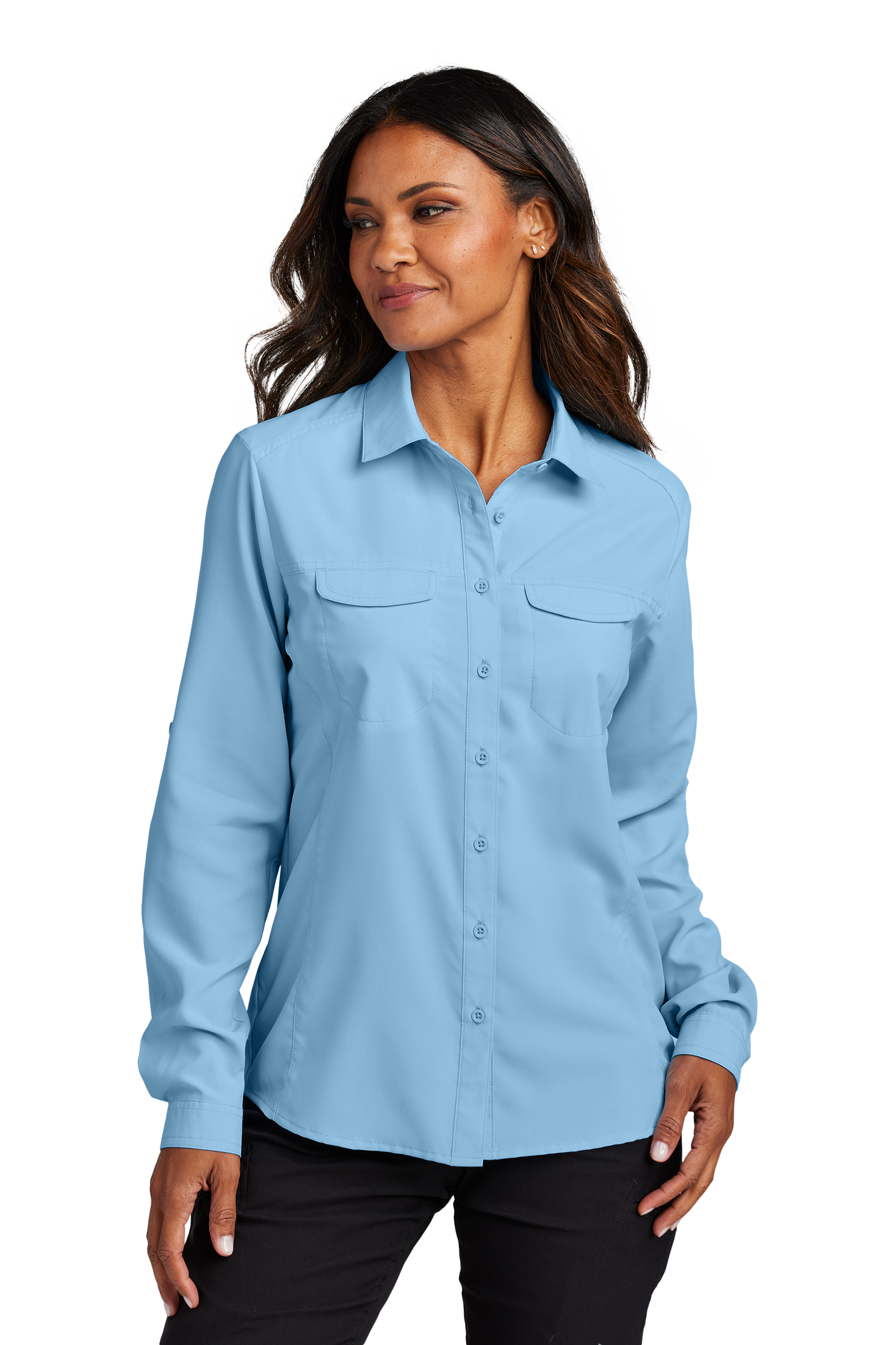 Port Authority® Women's Long Sleeve UV Daybreak Shirt - Light Blue