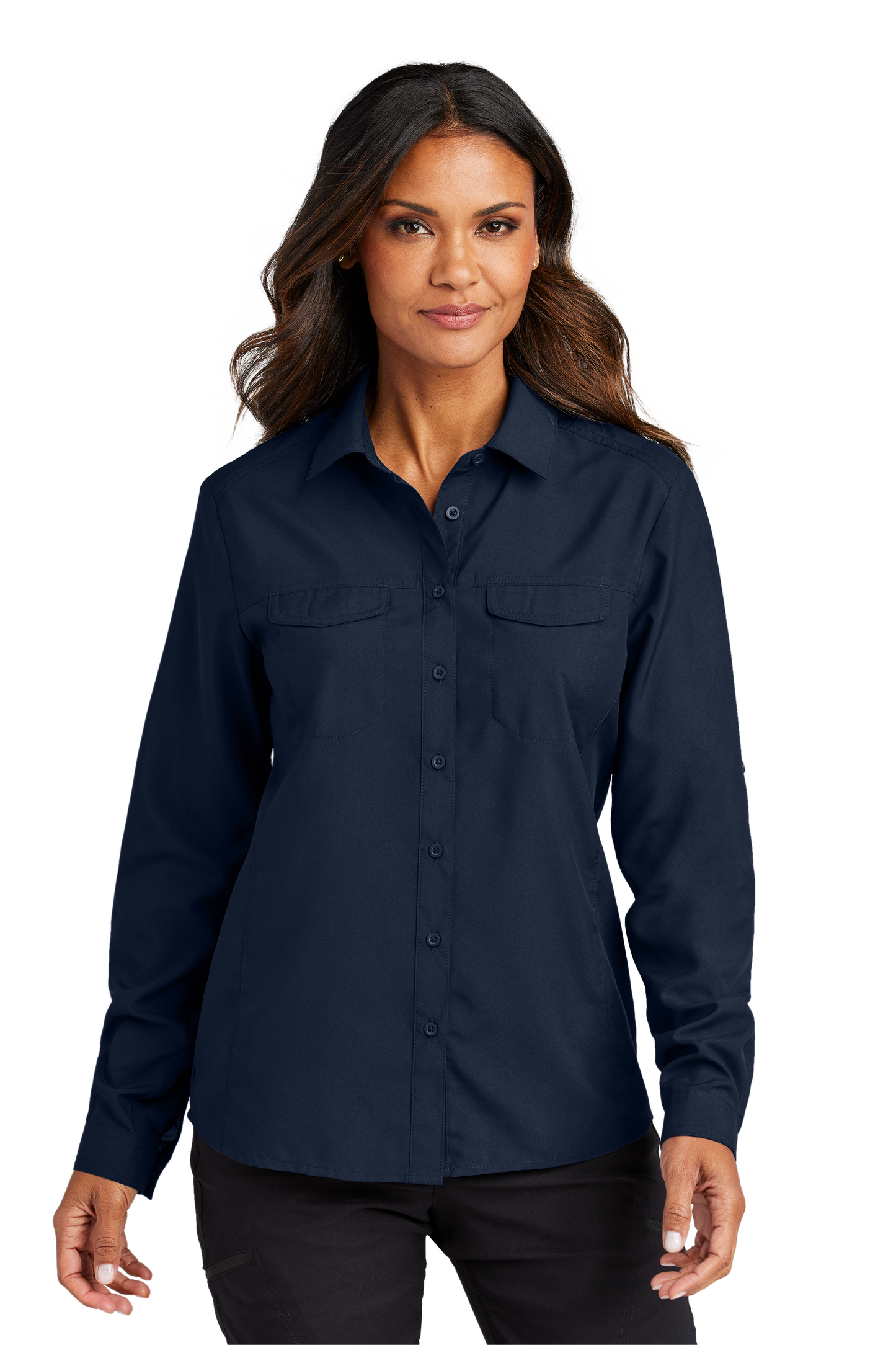 Port Authority® Women's Long Sleeve UV Daybreak Shirt - True Navy