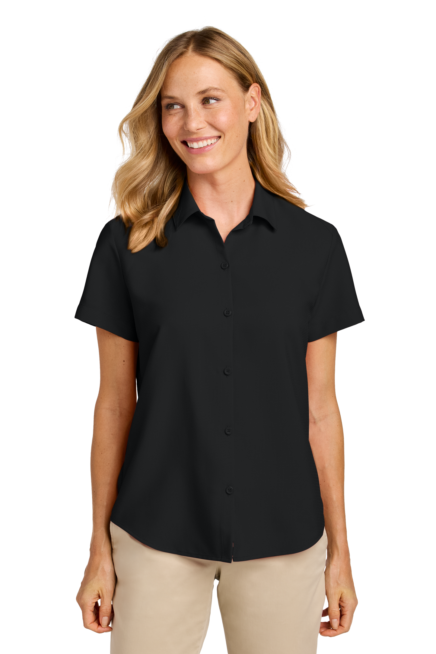 Port Authority® Women’s Short Sleeve UV Dockside Shirt - Deep Black
