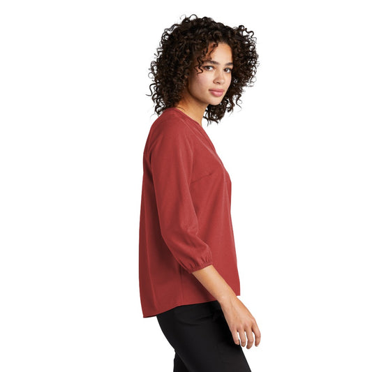 Mercer+Mettle® Women's Stretch Crepe 3/4-Sleeve Blouse - Terracotta