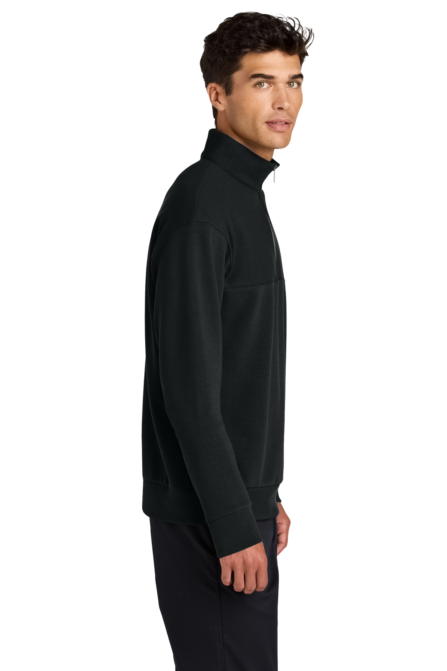 Mercer+Mettle® Linear Texture 1/4-Zip - Deep Black