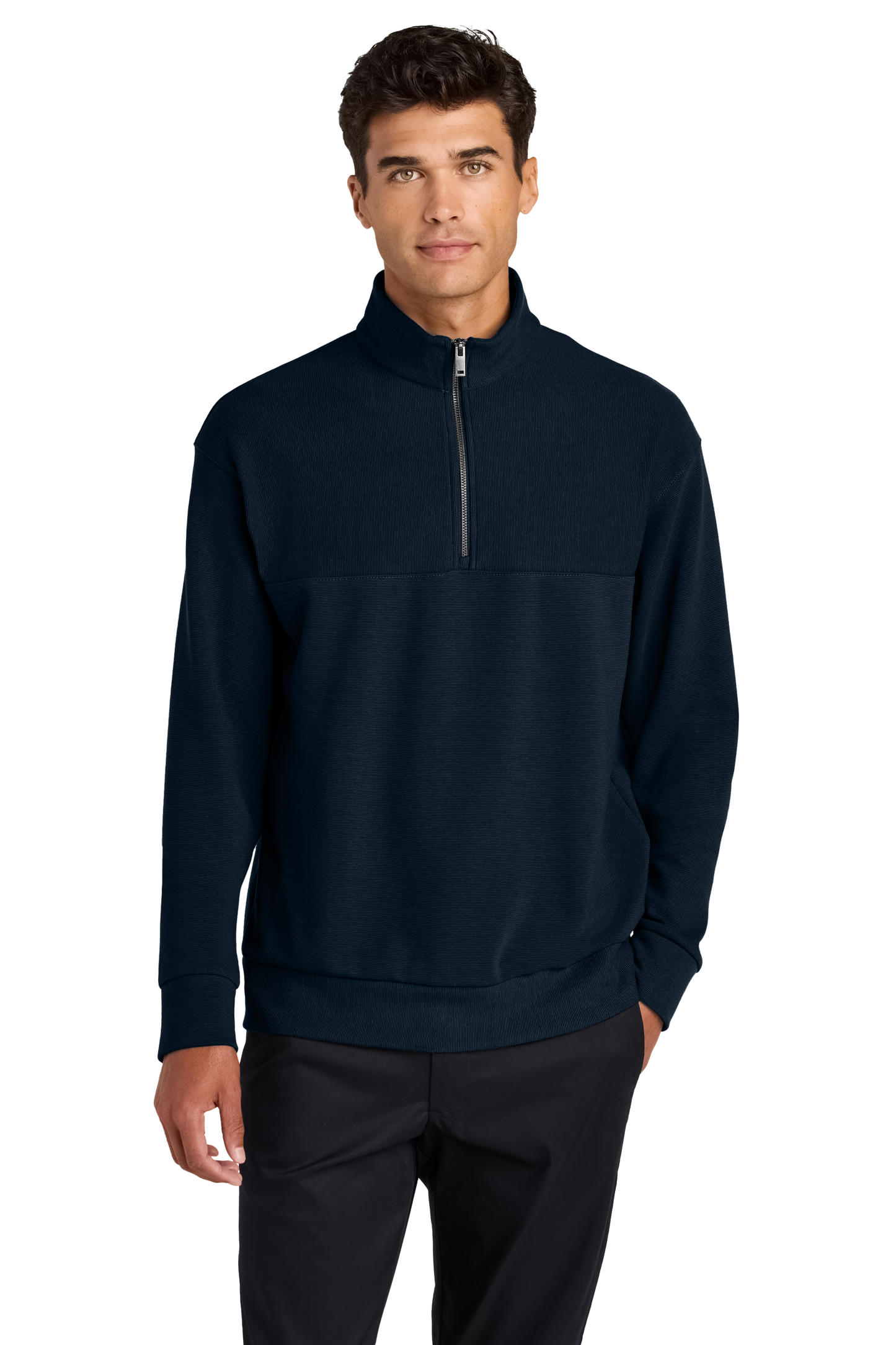 Mercer+Mettle® Linear Texture 1/4-Zip - Night Navy