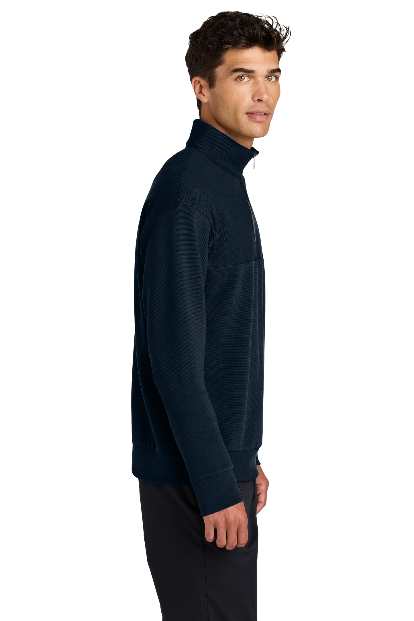 Mercer+Mettle® Linear Texture 1/4-Zip - Night Navy
