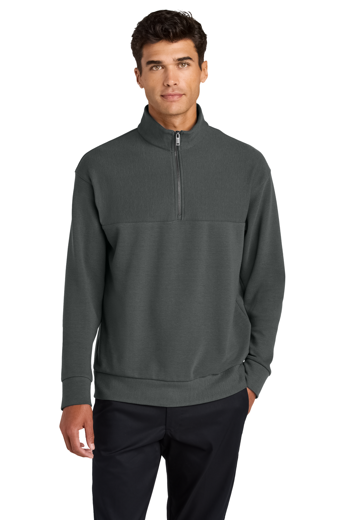 Mercer+Mettle® Linear Texture 1/4-Zip - Storm Grey