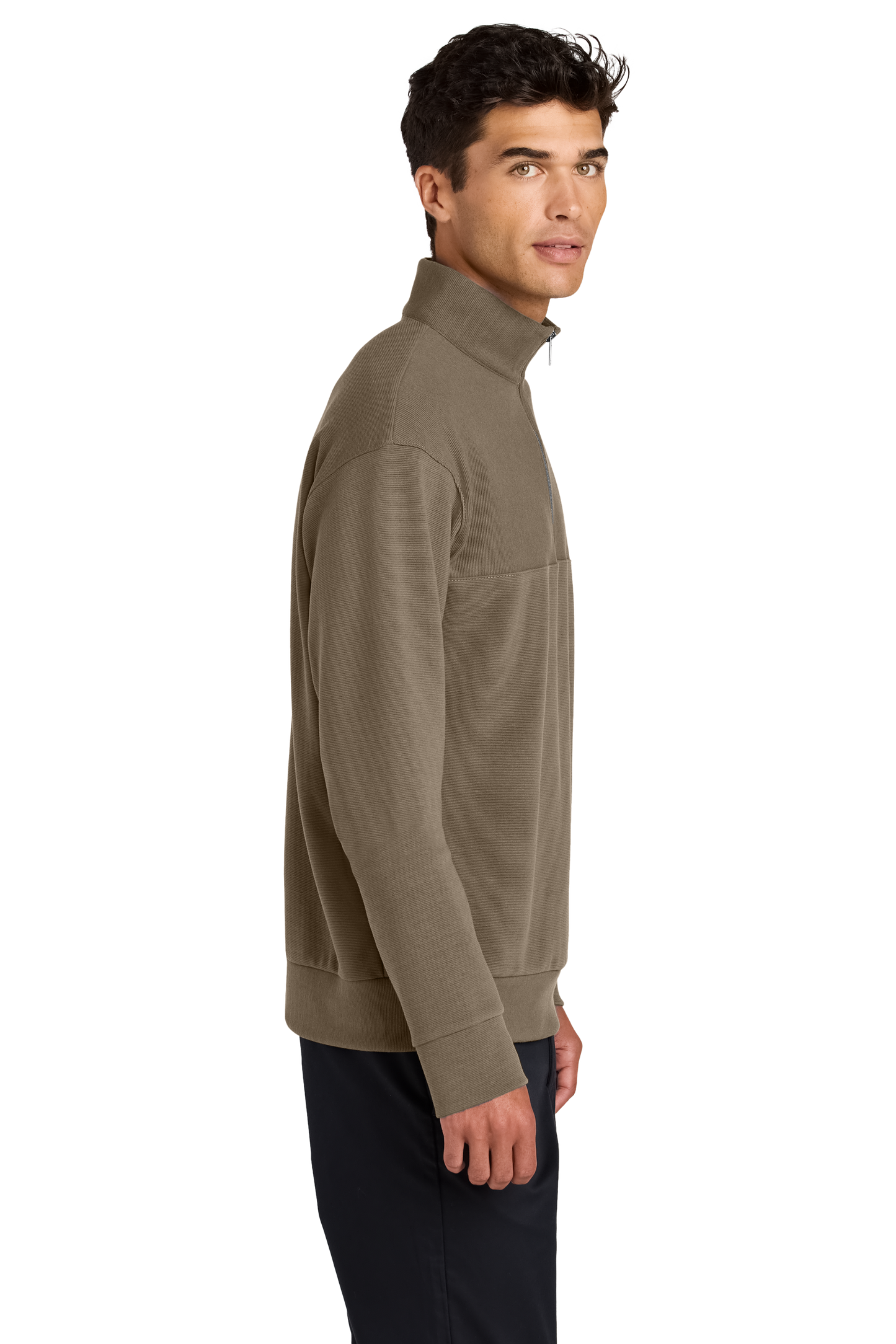 Mercer+Mettle® Linear Texture 1/4-Zip - Warm Taupe