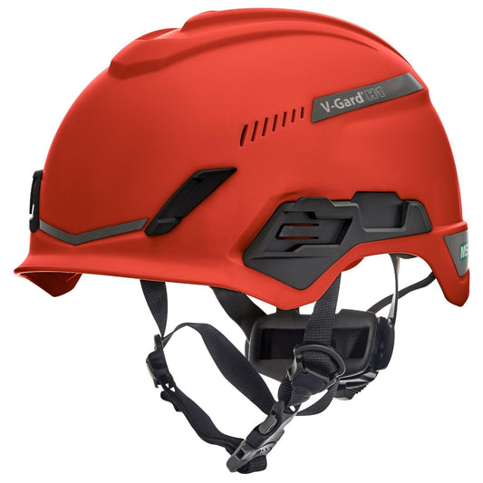 MSA 10204346 V-Gard H1 Trivent Safety Helmet - Fas-Trac Suspension - Red