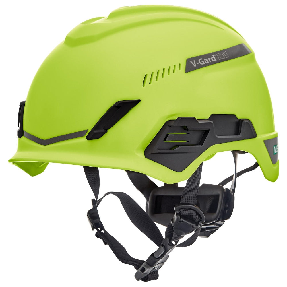 MSA 10204346 V-Gard H1 Trivent Safety Helmet - Fas-Trac Suspension - Hi-Viz Yellow/Green