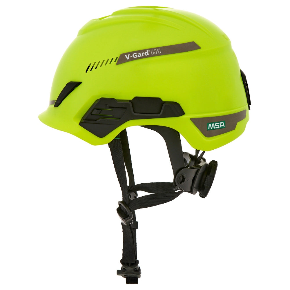 MSA 10204346 V-Gard H1 Trivent Safety Helmet - Fas-Trac Suspension - Hi-Viz Yellow/Green