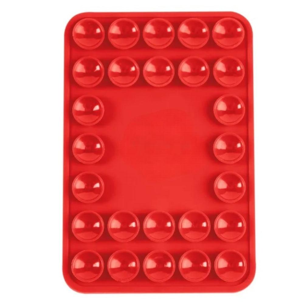 Magnetic Silicone Suction-Cup Phone Mount - Red