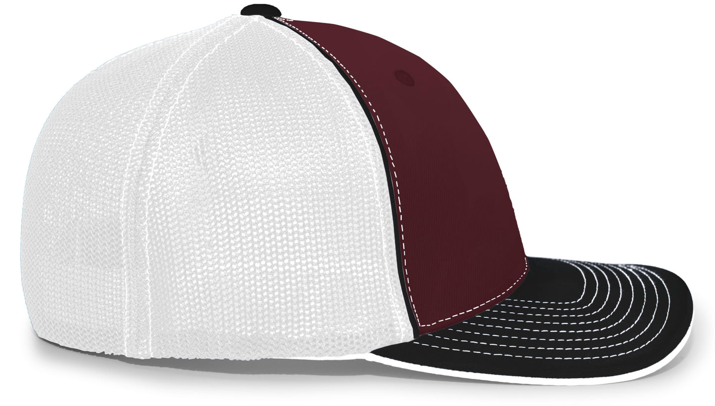 Pacific Headwear Trucker PacFlex Cap - Maroon/White/Black
