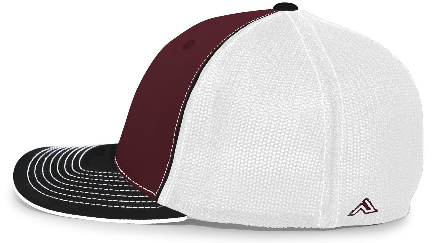 Pacific Headwear Trucker PacFlex Cap - Maroon/White/Black