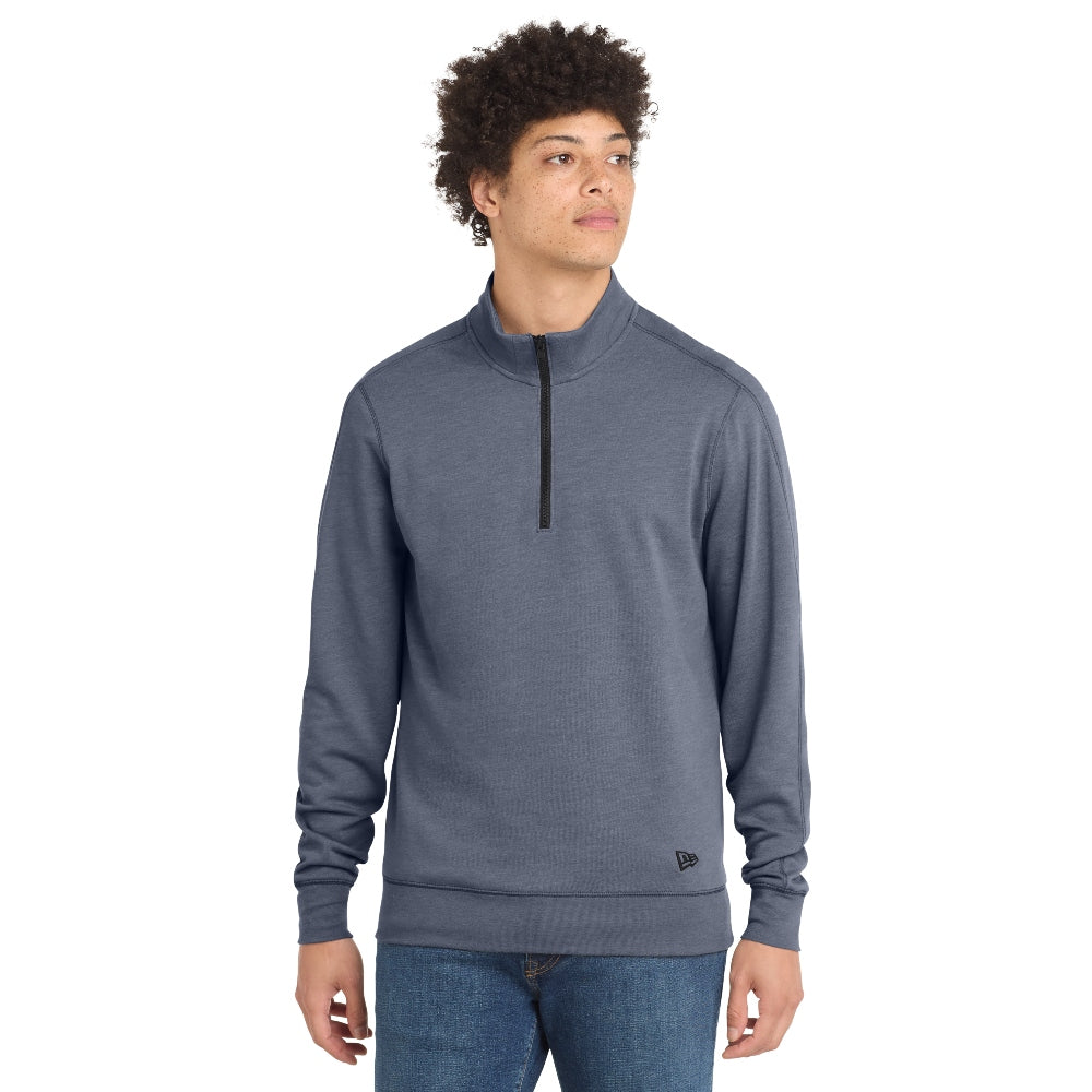 New Era® Tri-Blend Fleece 1/4-Zip Pullover - True Navy Heather