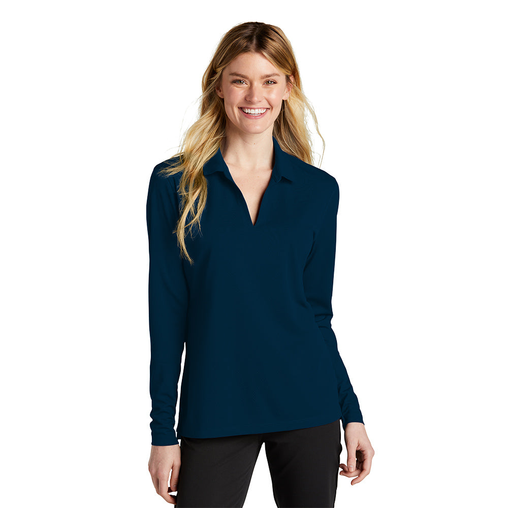 Nike Women's Dri-FIT Micro Pique 2.0 Polo Long Sleeve - Navy