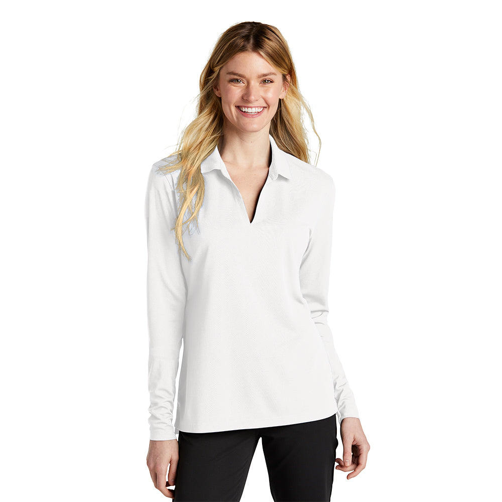 Nike Women's Dri-FIT Micro Pique 2.0 Polo Long Sleeve - White