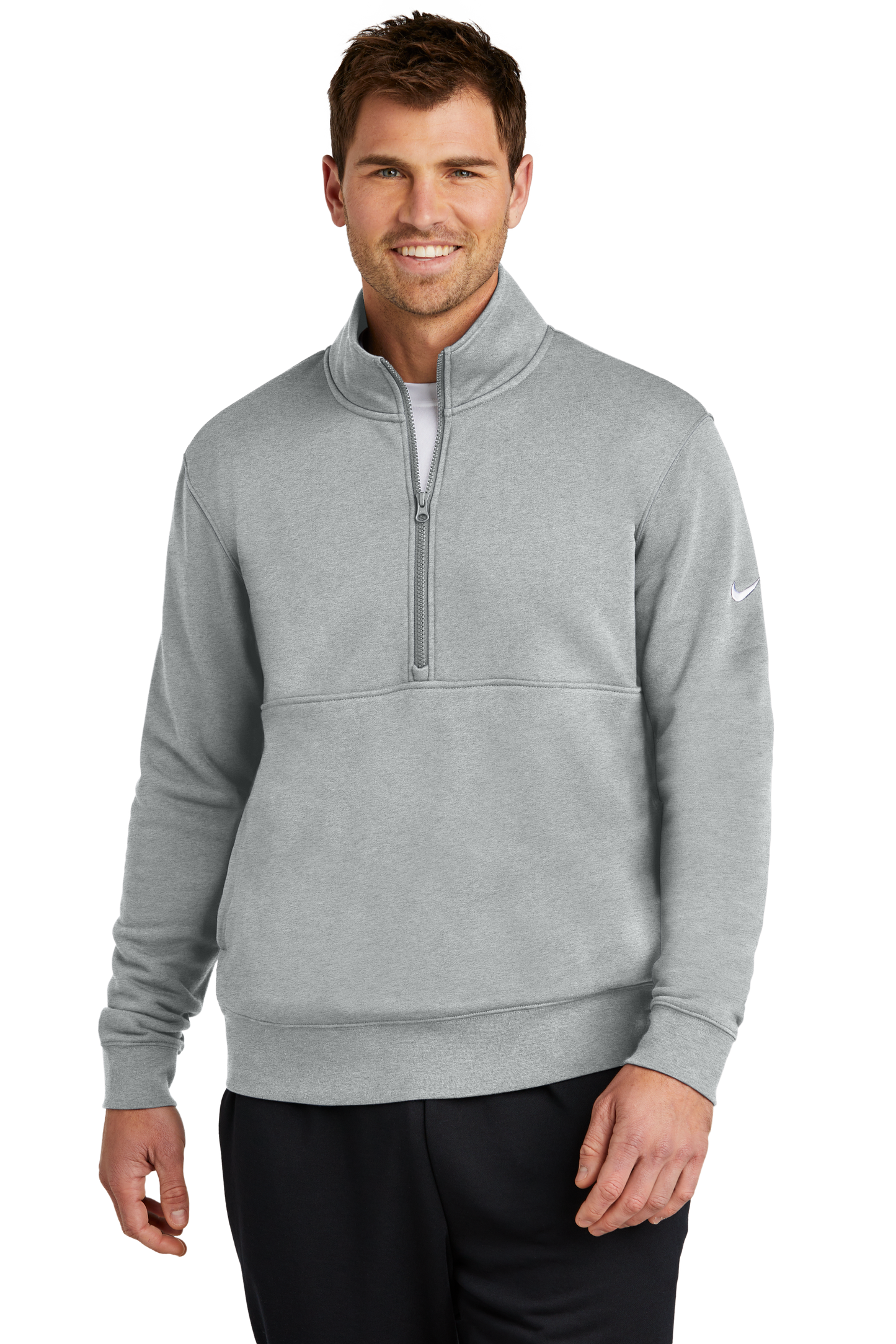 Nike Club Fleece Sleeve Swoosh 1/2-Zip - Dark Grey Heather