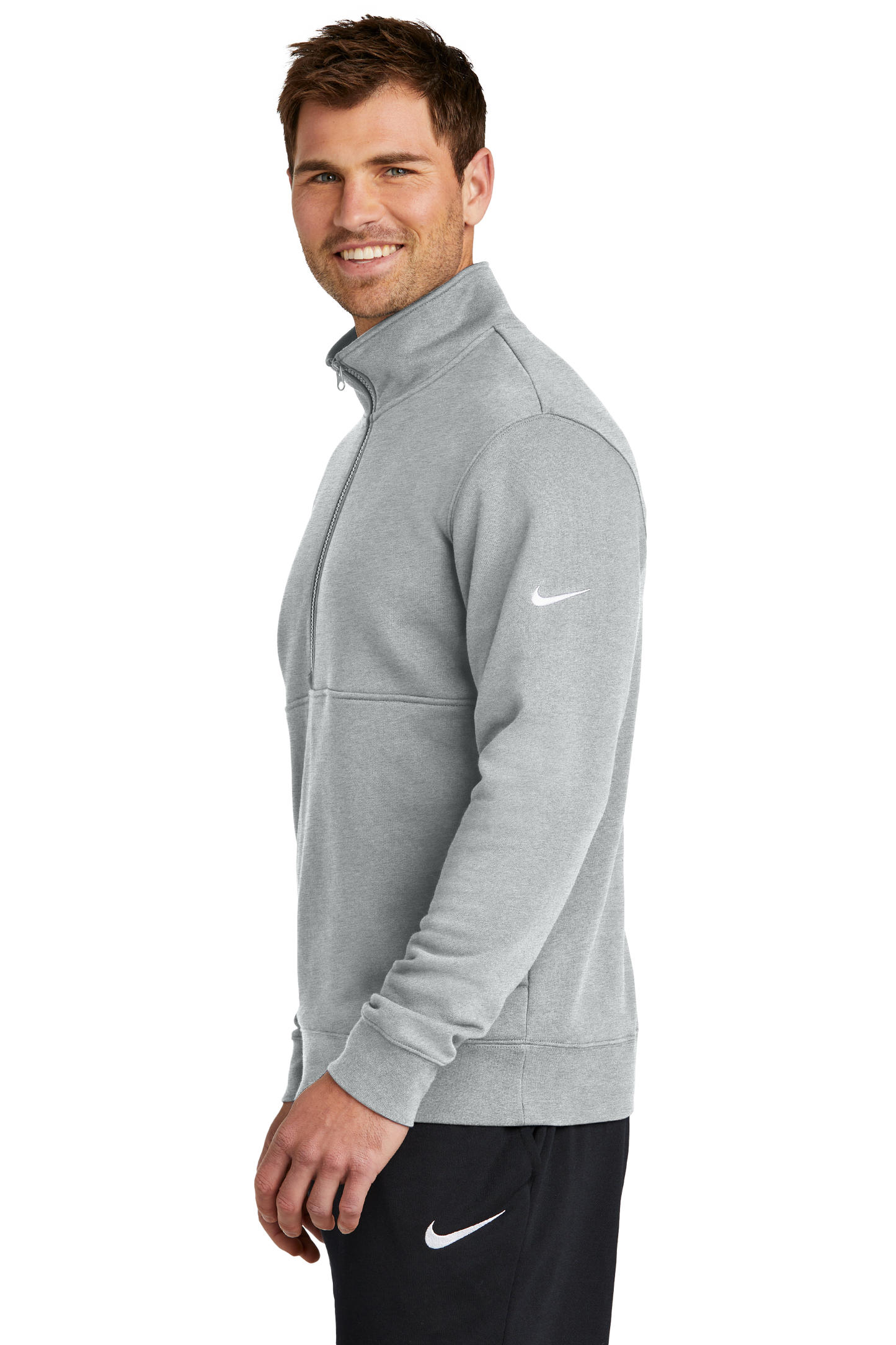 Nike Club Fleece Sleeve Swoosh 1/2-Zip - Dark Grey Heather
