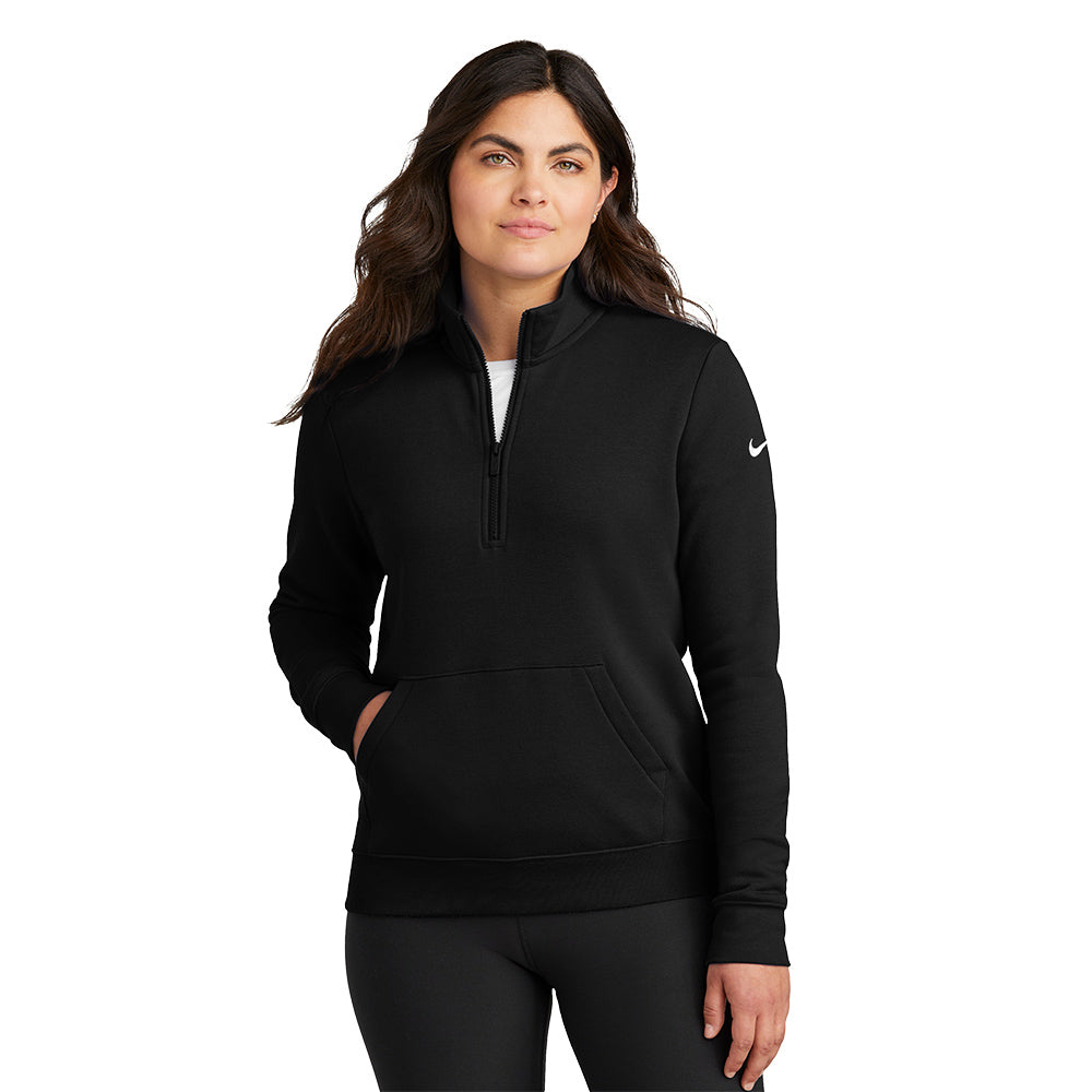 Nike Ladies Club Fleece Sleeve Swoosh 1/2-Zip - Black
