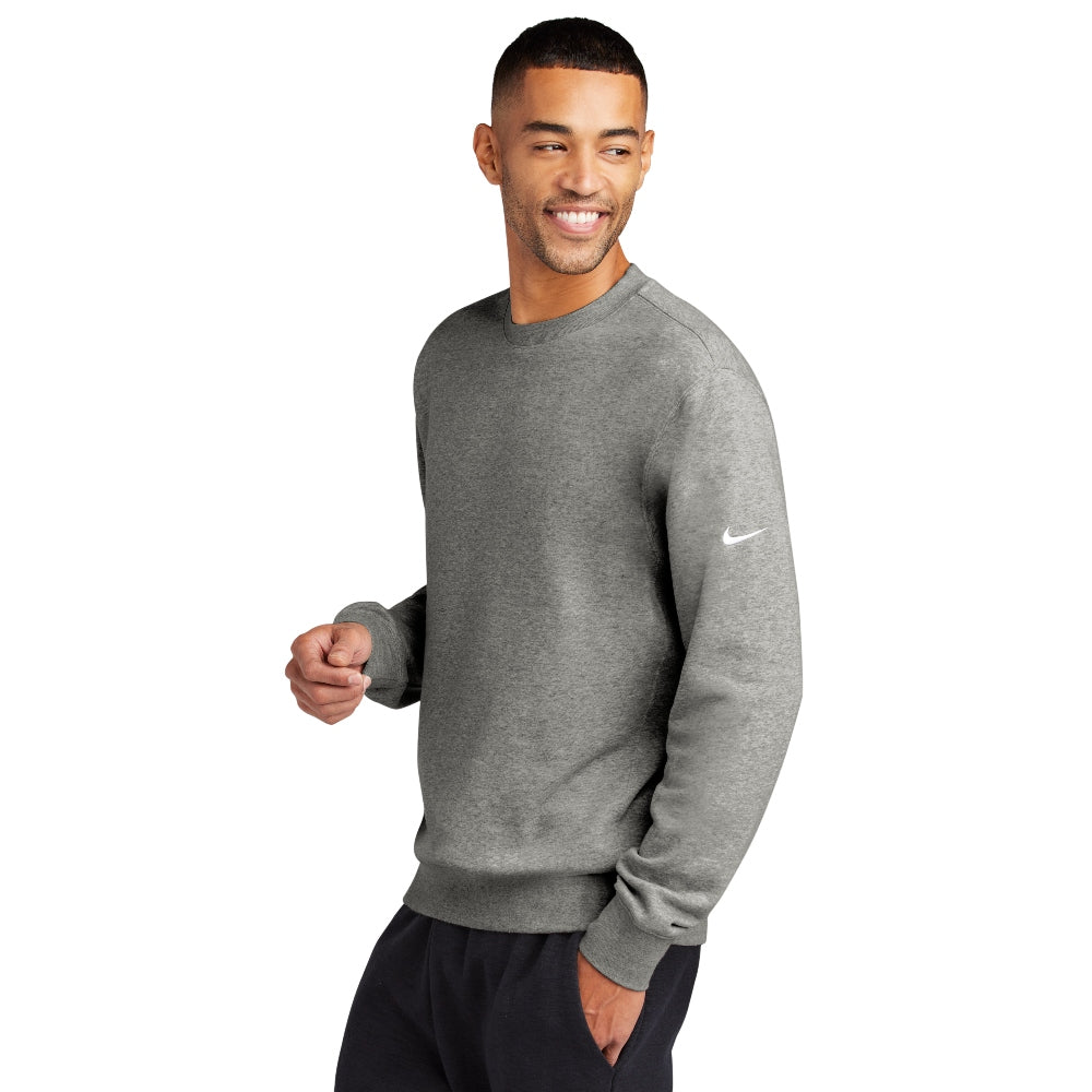 Nike Club Fleece Sleeve Swoosh Crew - Dark Grey Heather