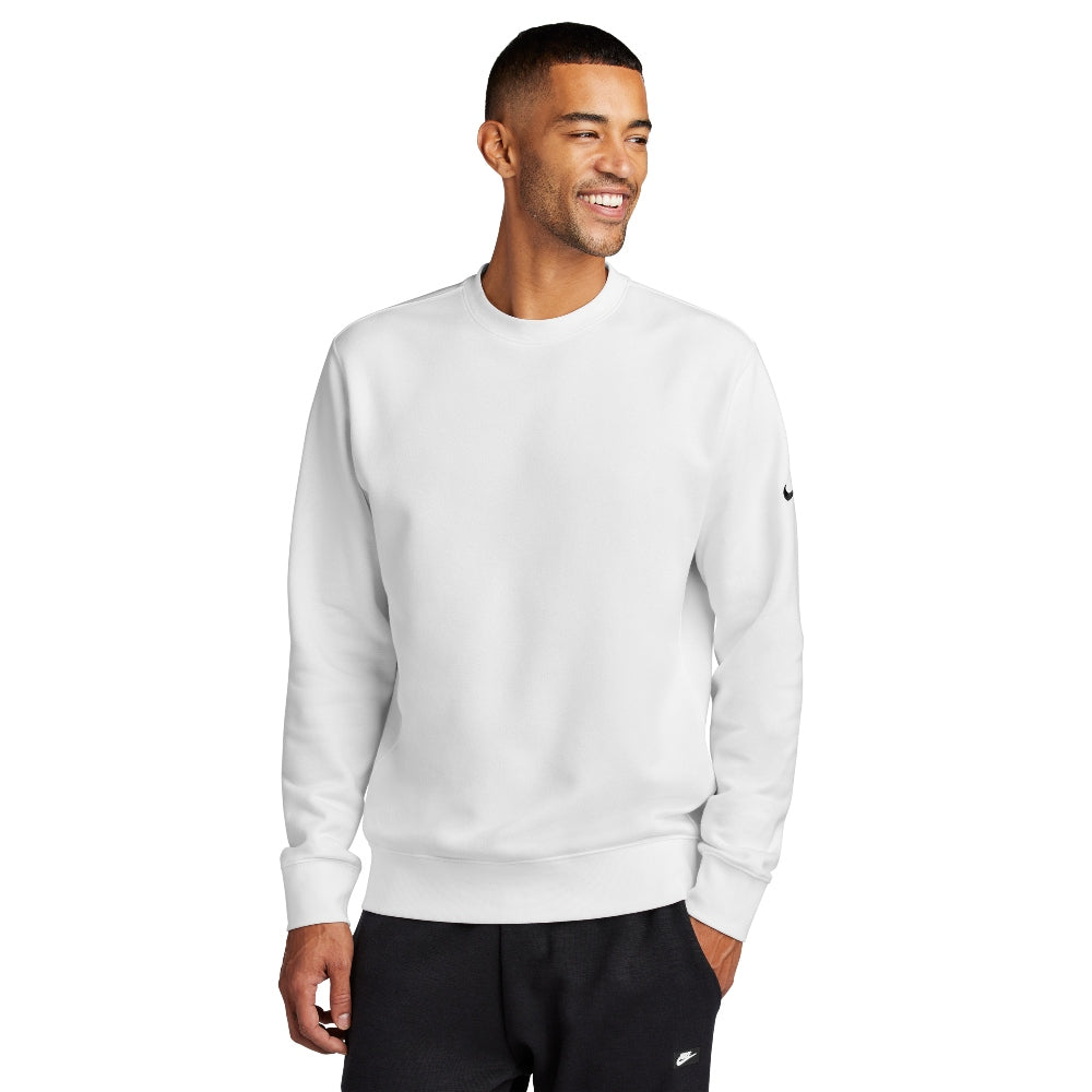 Nike Club Fleece Sleeve Swoosh Crew - White