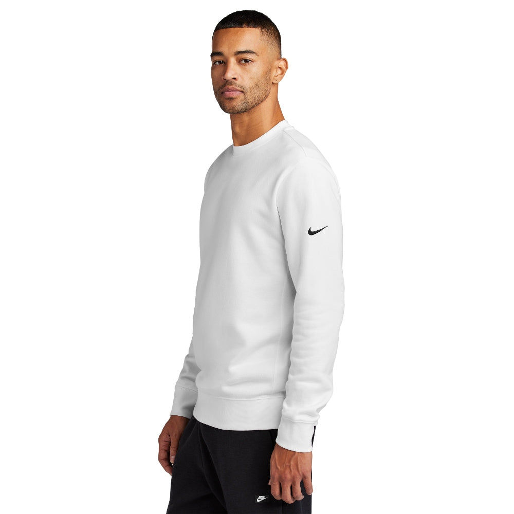 Nike Club Fleece Sleeve Swoosh Crew - White