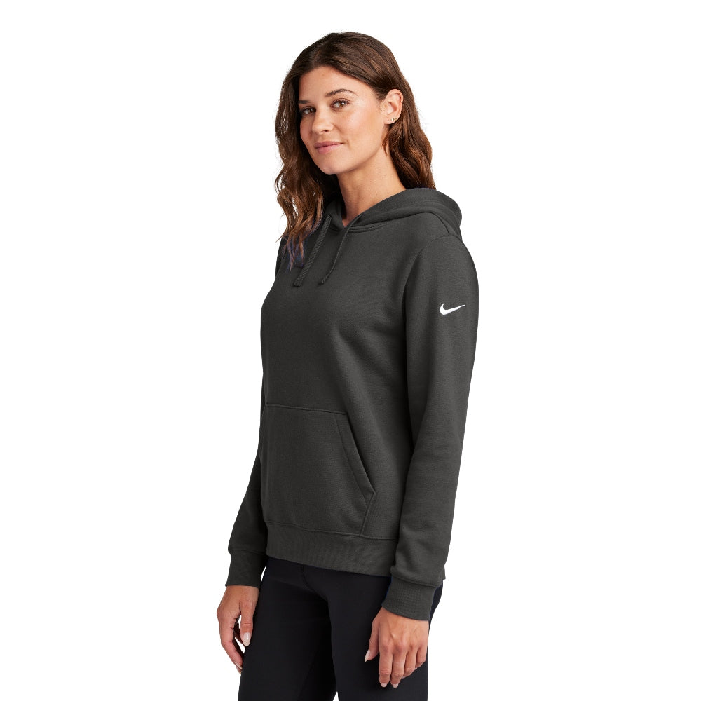 Nike Women's Club Fleece Sleeve Swoosh Pullover Hoodie - Anthracite