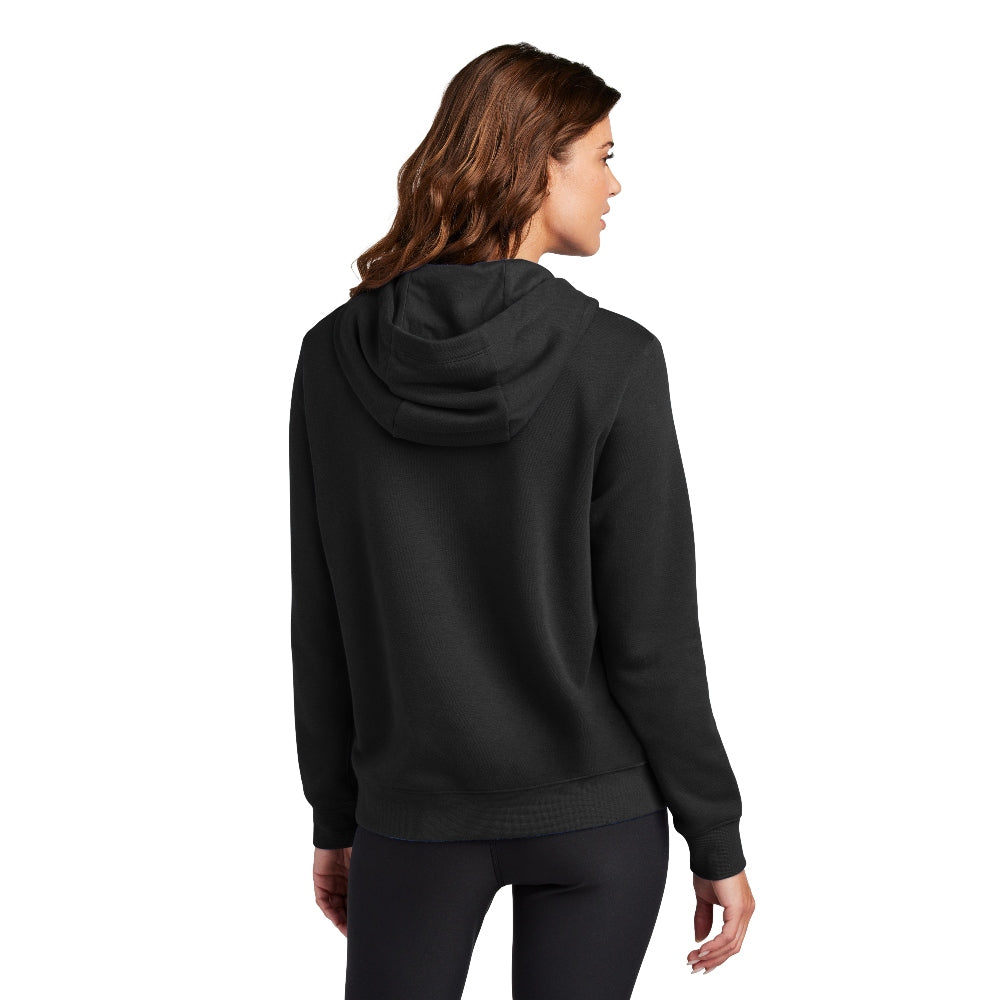 Nike Women's Club Fleece Sleeve Swoosh Pullover Hoodie - Black