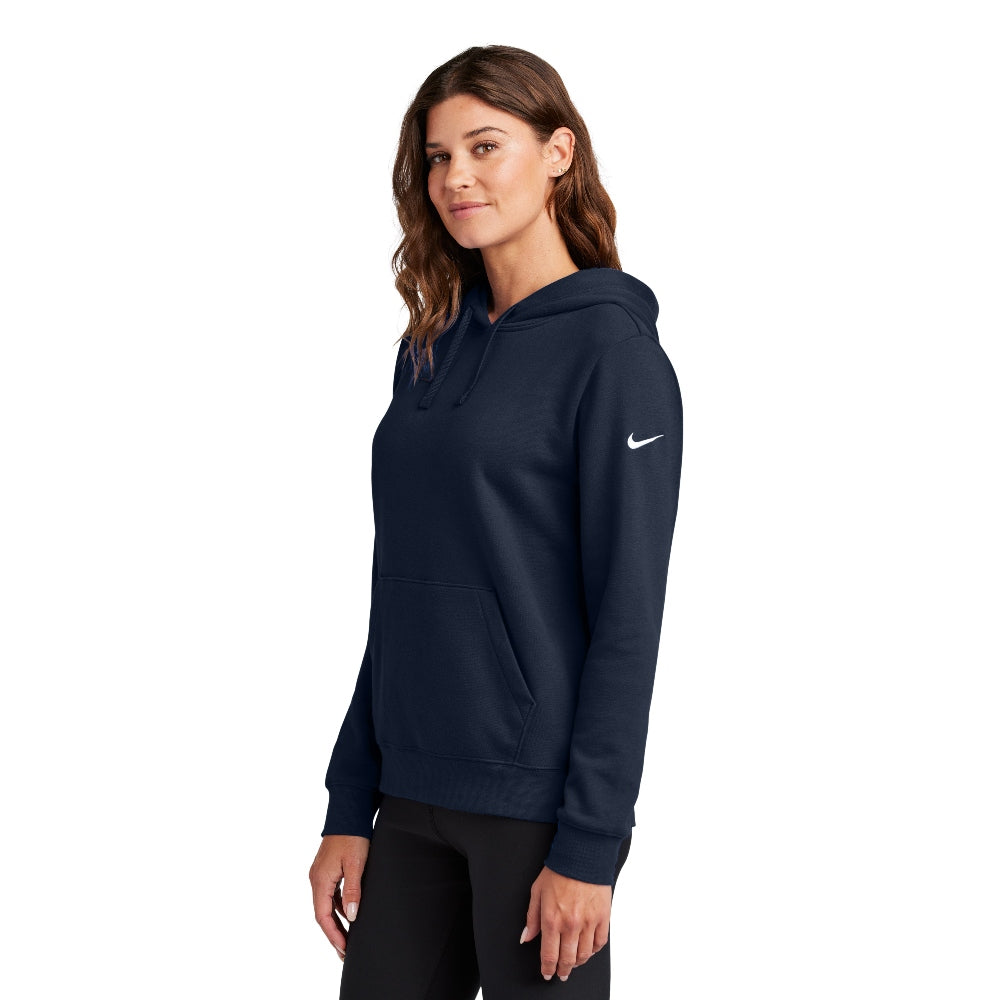 Nike Women's Club Fleece Sleeve Swoosh Pullover Hoodie - Midnight Navy