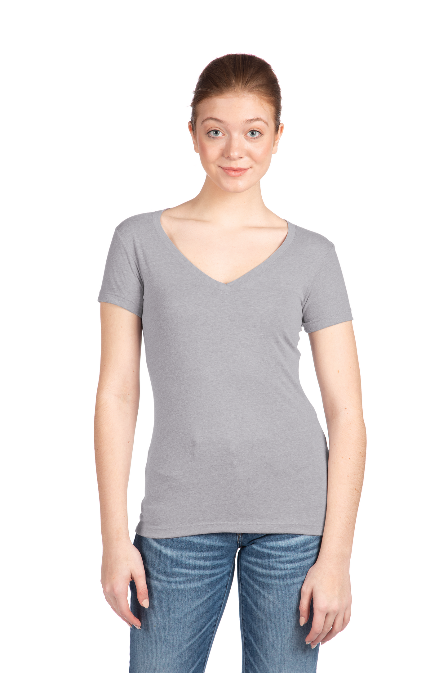 Next Level Apparel® Women’s Ideal V-Neck Tee - Heather Gray