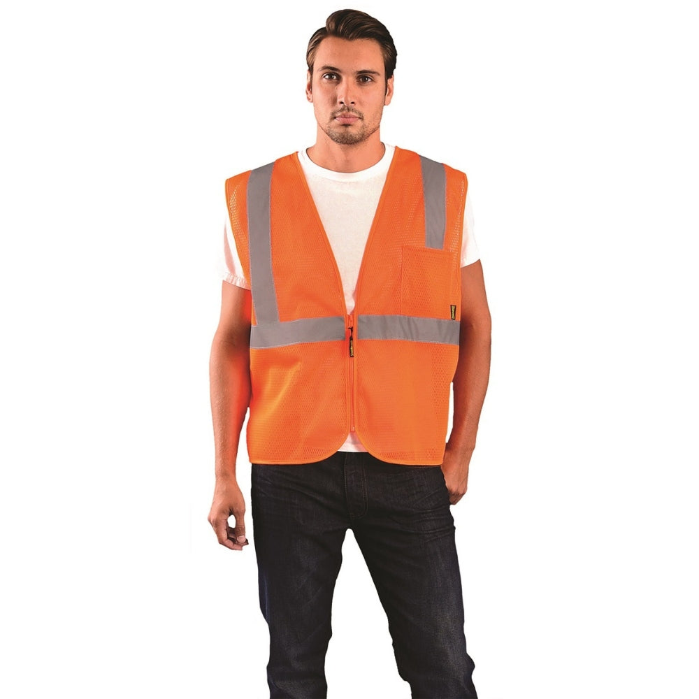 OccuNomix ECO-IMZ Type R Class 2 Value Mesh Safety Vest with Zipper - Orange