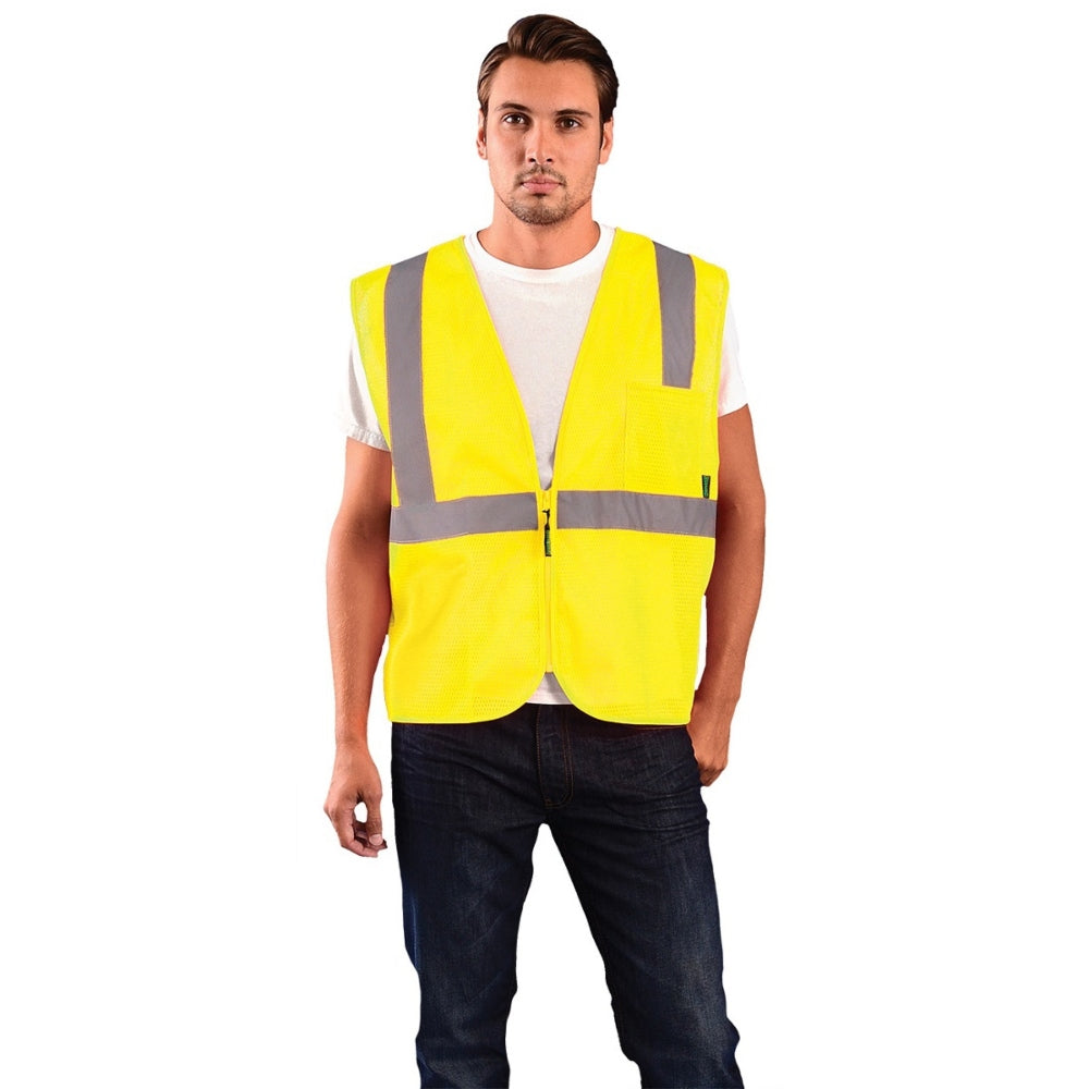 OccuNomix ECO-IMZ Type R Class 2 Value Mesh Safety Vest with Zipper - Yellow/Lime