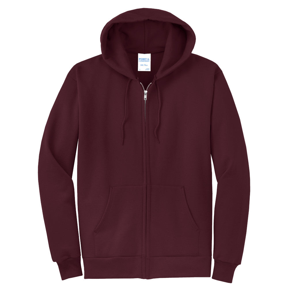 Port & Company® Core Fleece Full-Zip Hooded Sweatshirt - Maroon