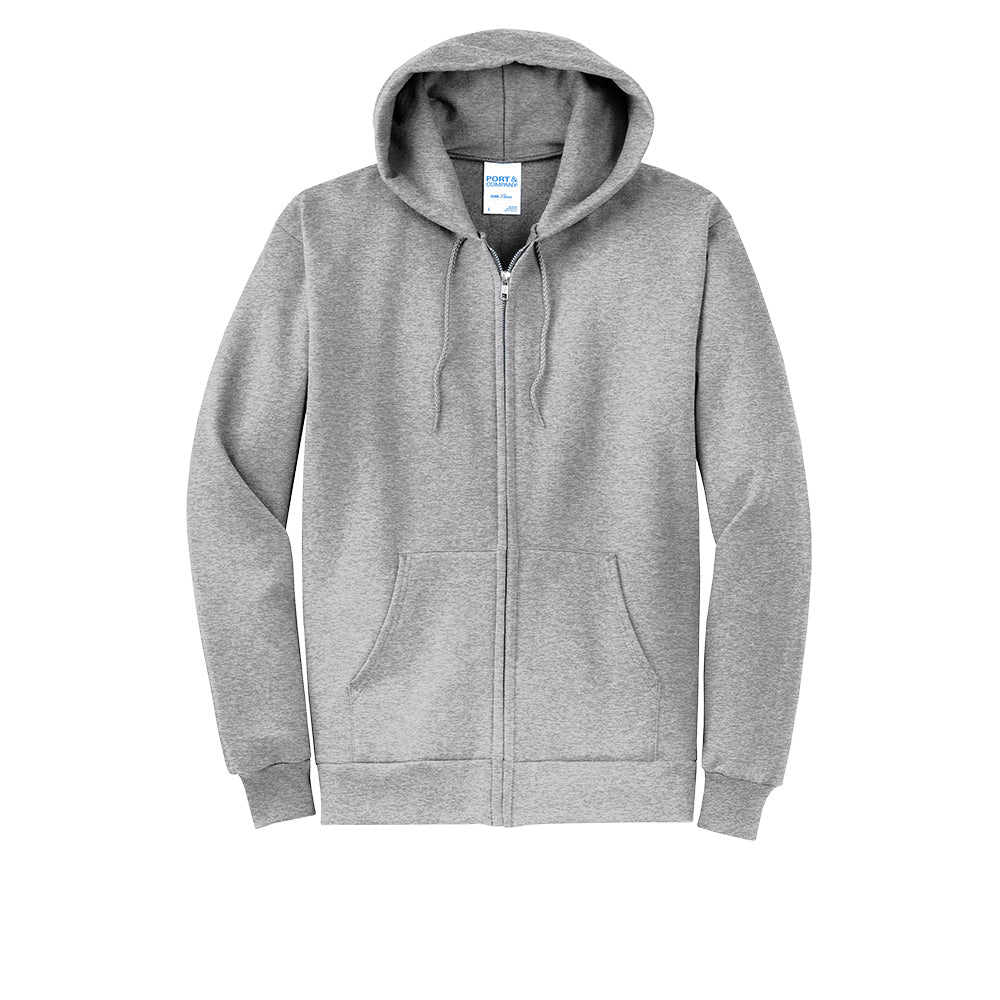 Port & Company® Core Fleece Full-Zip Hooded Sweatshirt - Ash