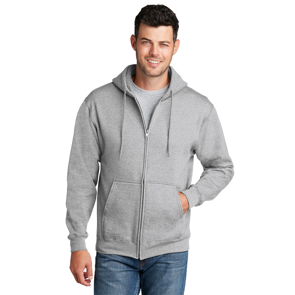 Port & Company® Core Fleece Full-Zip Hooded Sweatshirt - Ash
