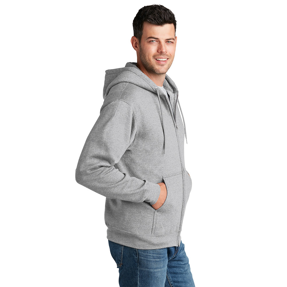 Port & Company® Core Fleece Full-Zip Hooded Sweatshirt - Ash