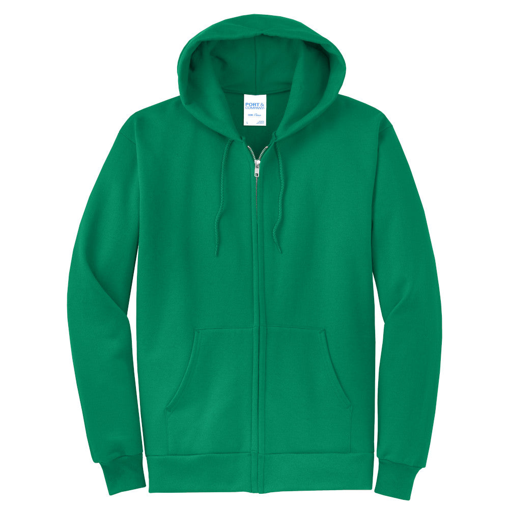 Port & Company® Core Fleece Full-Zip Hooded Sweatshirt - Kelly Green