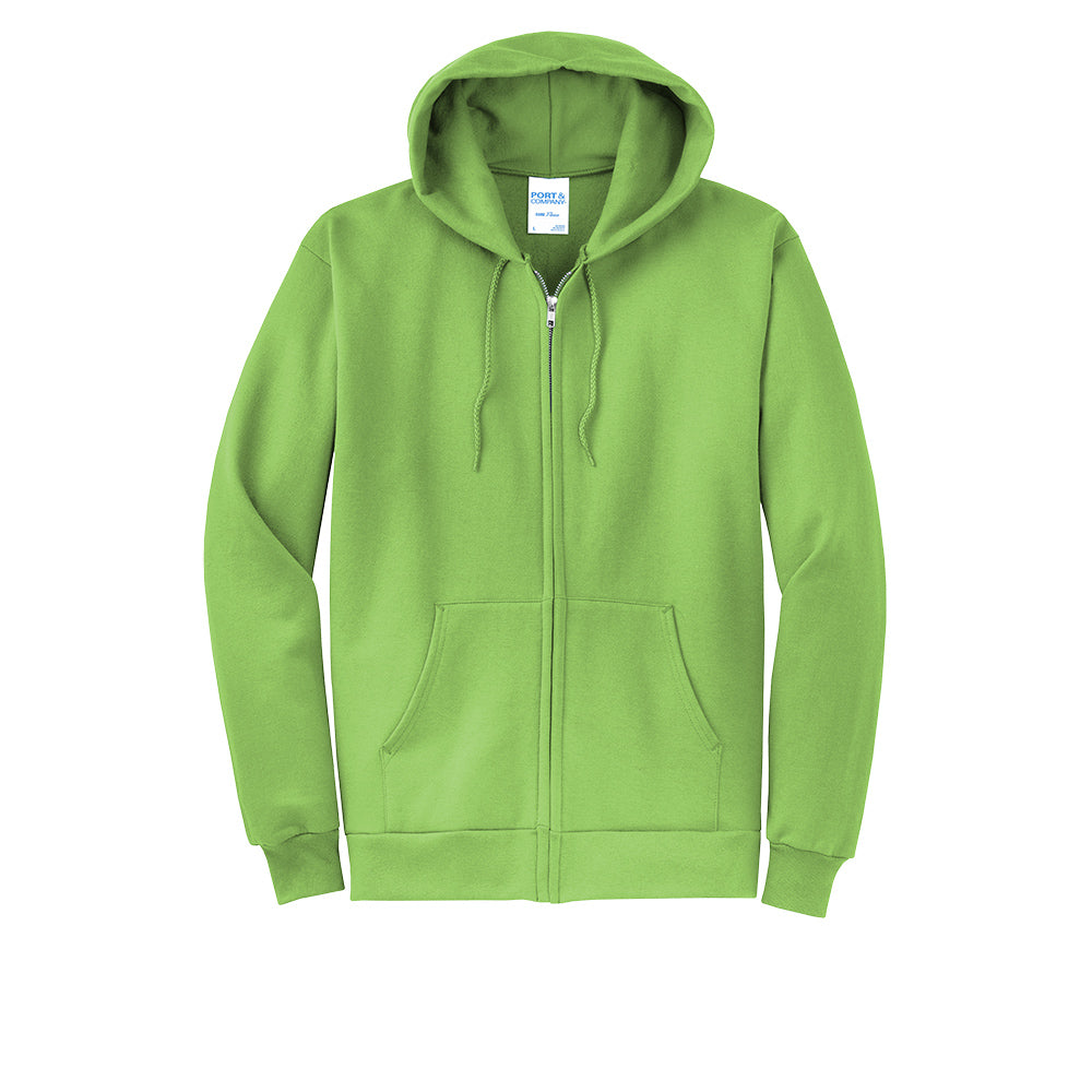 Port & Company® Core Fleece Full-Zip Hooded Sweatshirt - Lime