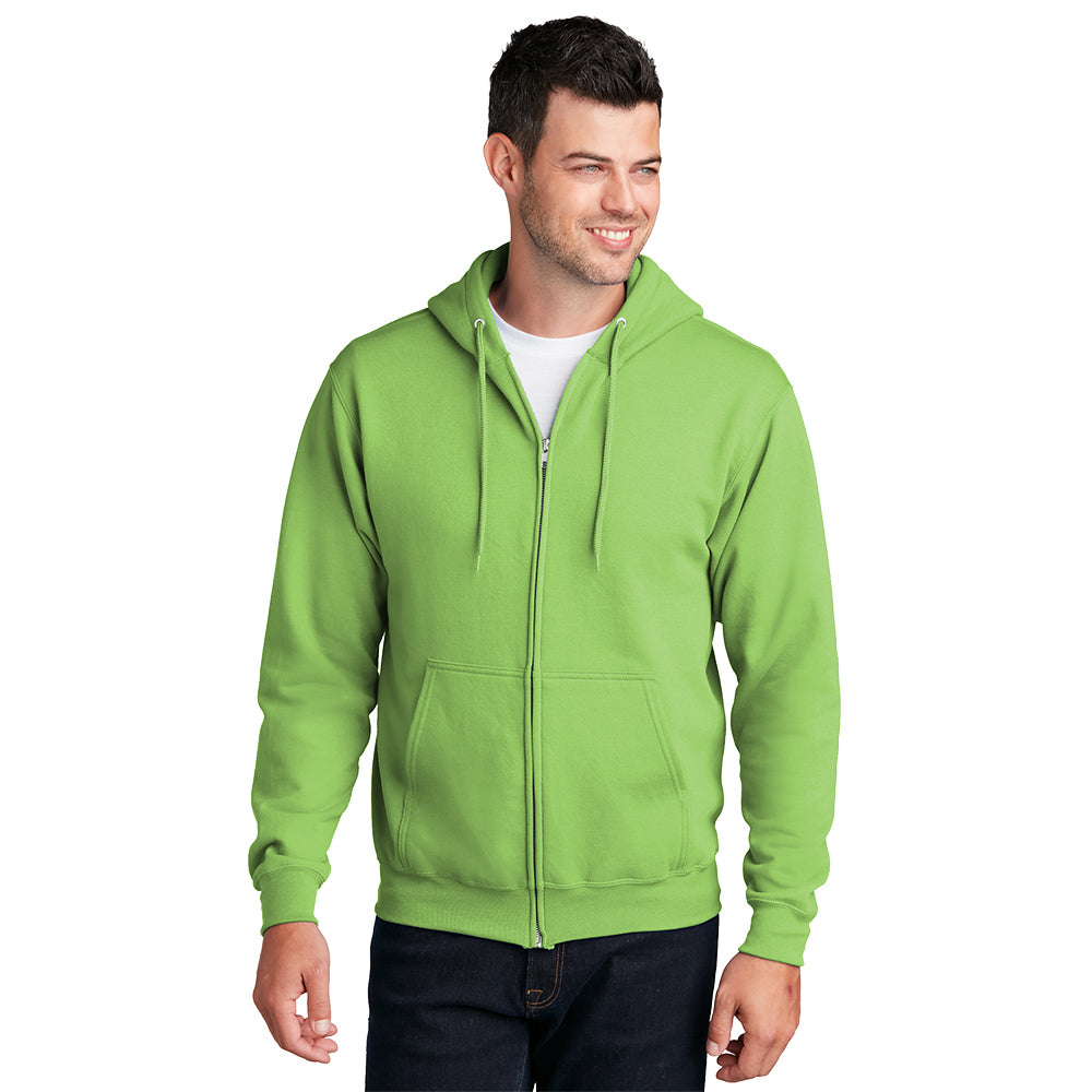 Port & Company® Core Fleece Full-Zip Hooded Sweatshirt - Lime
