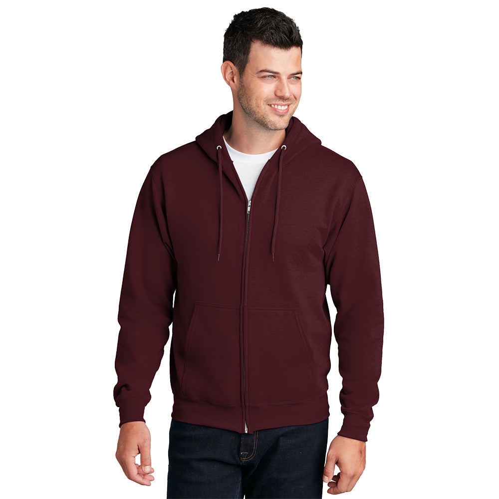 Port & Company® Core Fleece Full-Zip Hooded Sweatshirt - Maroon