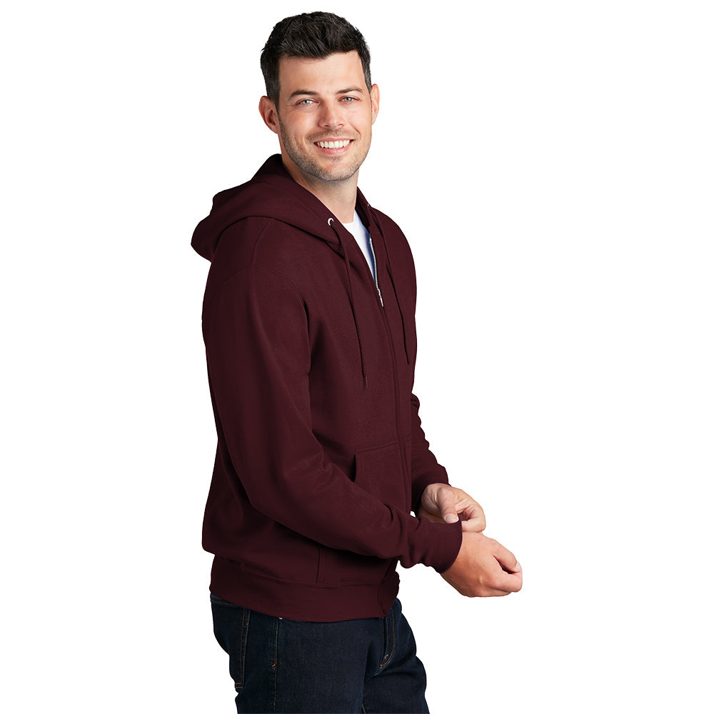 Port & Company® Core Fleece Full-Zip Hooded Sweatshirt - Maroon