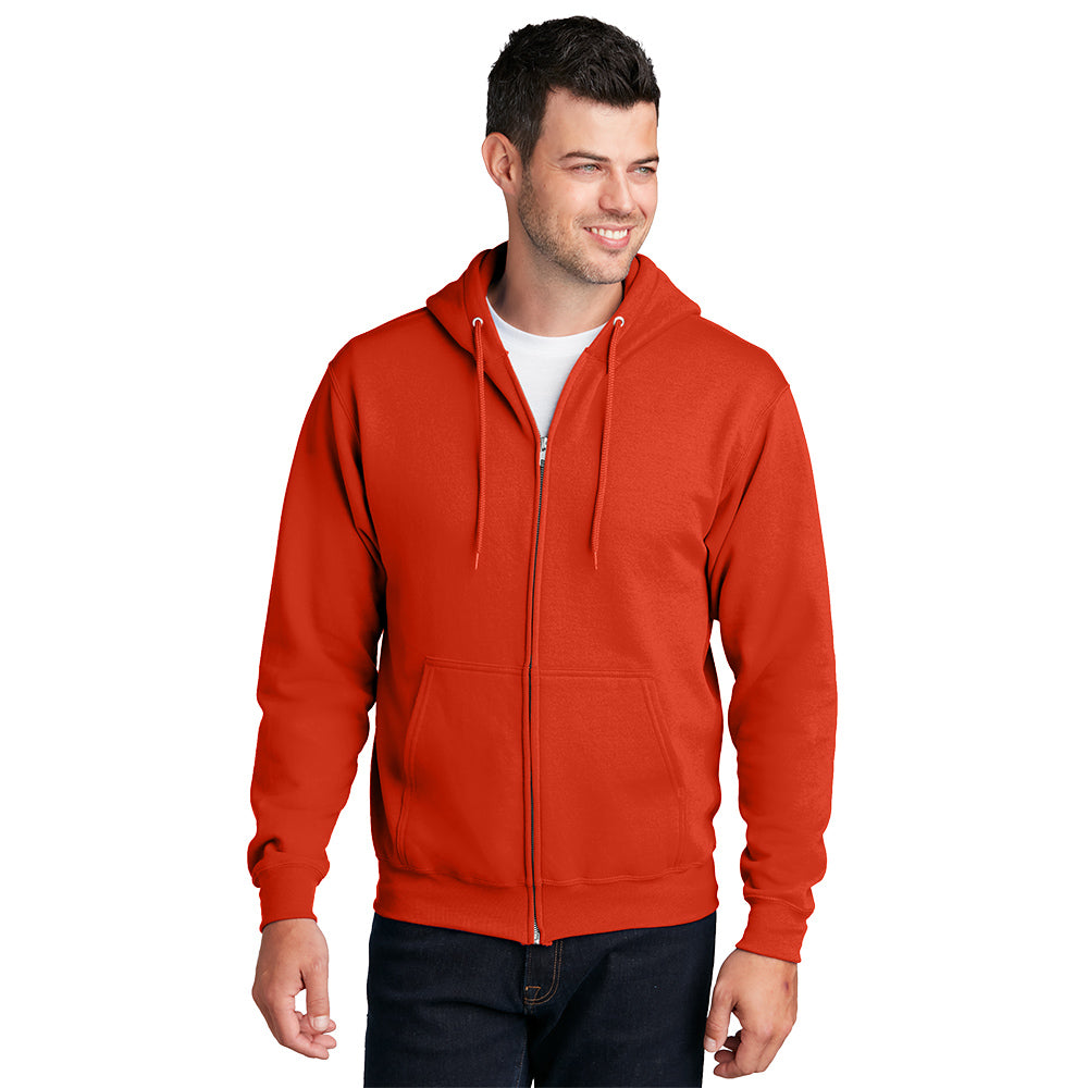 Port & Company® Core Fleece Full-Zip Hooded Sweatshirt - Orange