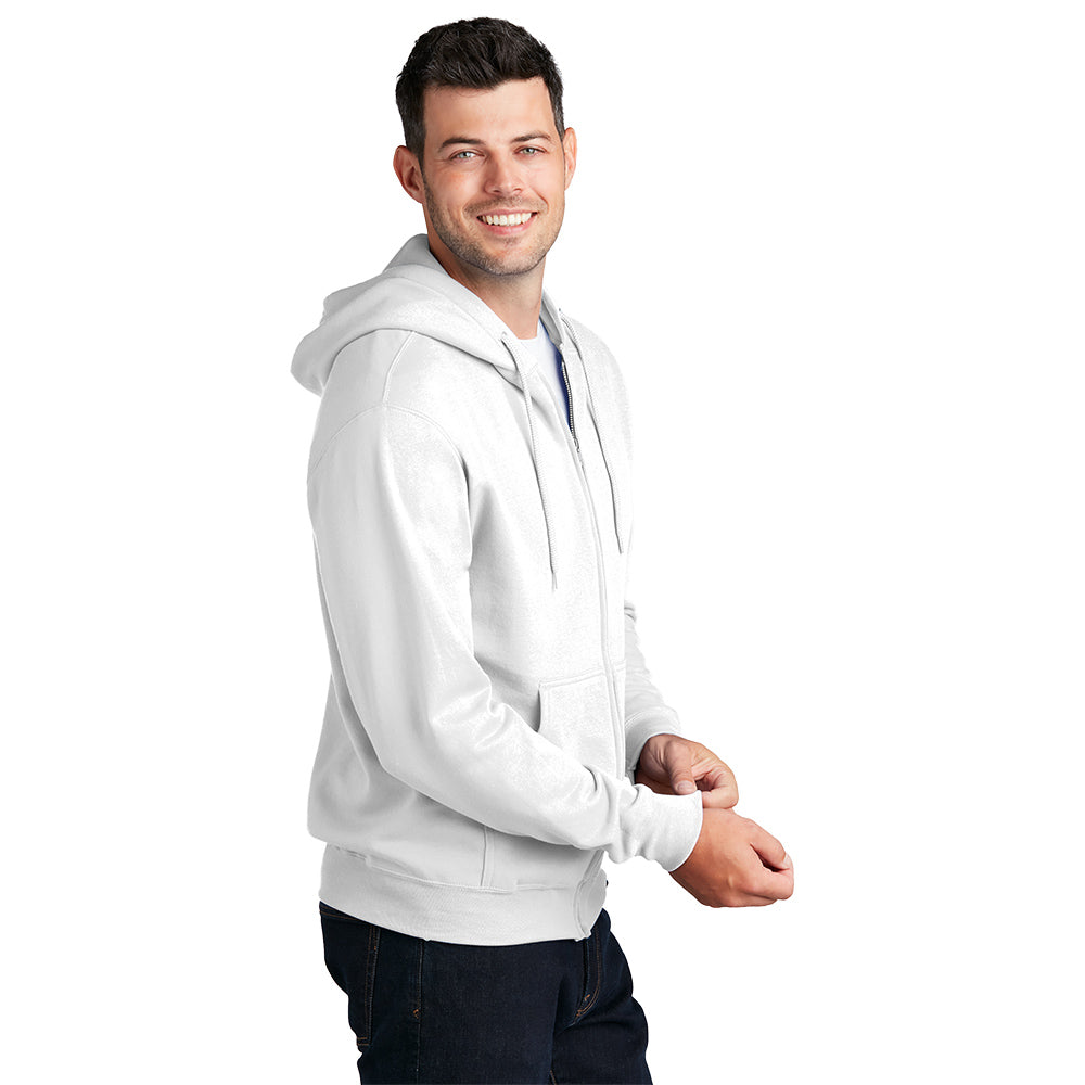 Port & Company® Core Fleece Full-Zip Hooded Sweatshirt - White