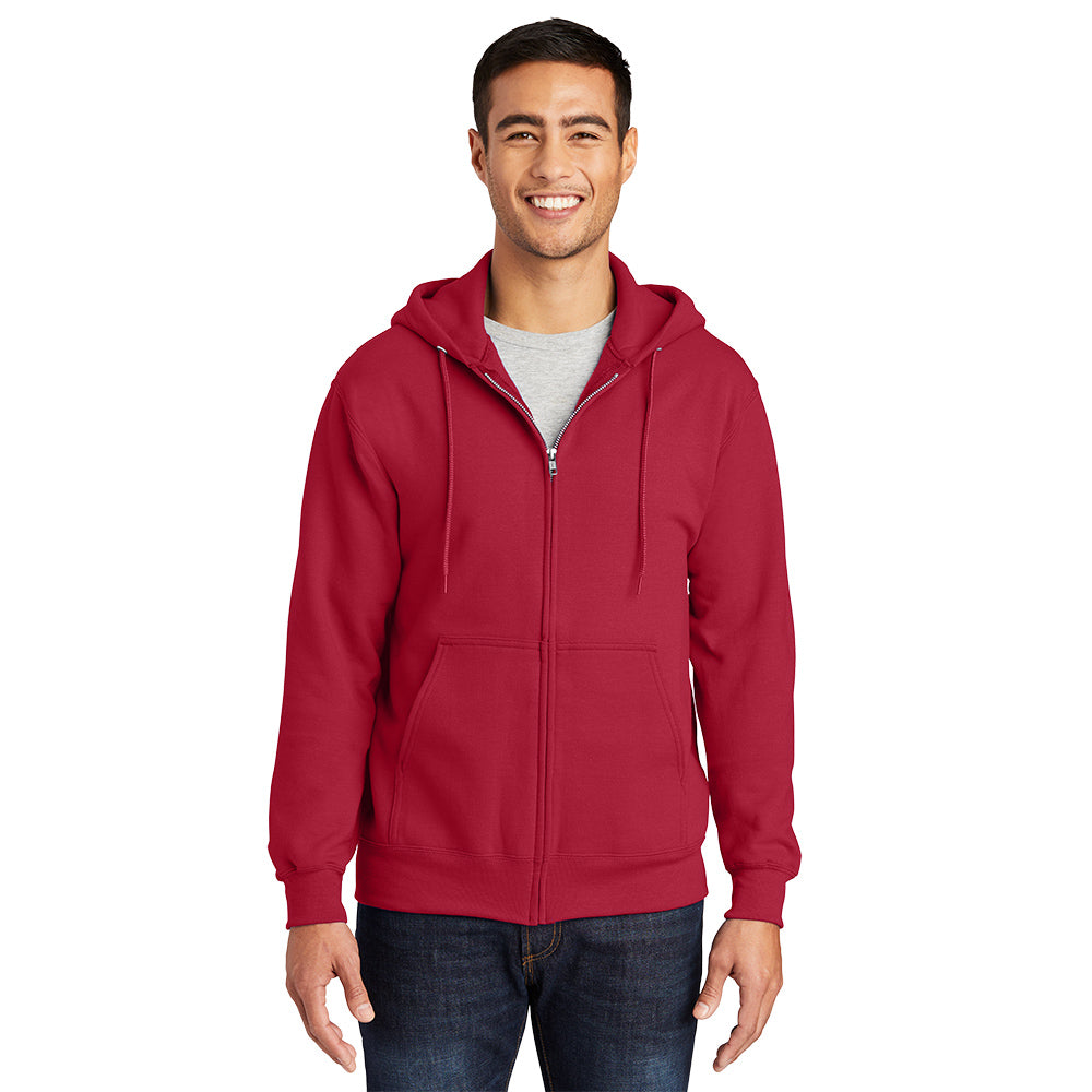 Port & Company® Essential Fleece Full-Zip Hooded Sweatshirt - Red